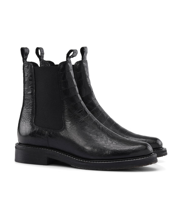 Shoe Biz Kanye Croco Stitch Short Boot Black