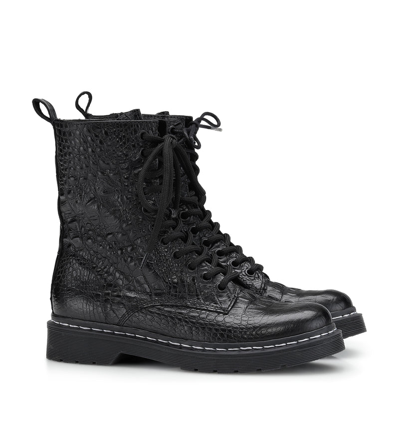 Shoe Biz Klara Croco Short Boot Black