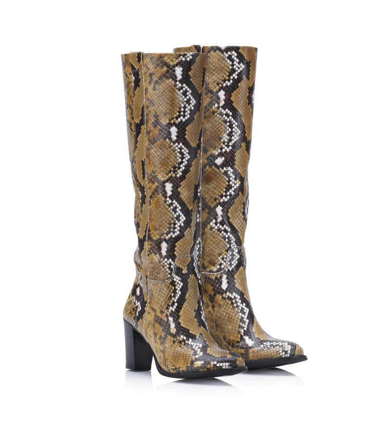 Gardenia Copenhagen Manila Long Boot Snake Yellow (A109)