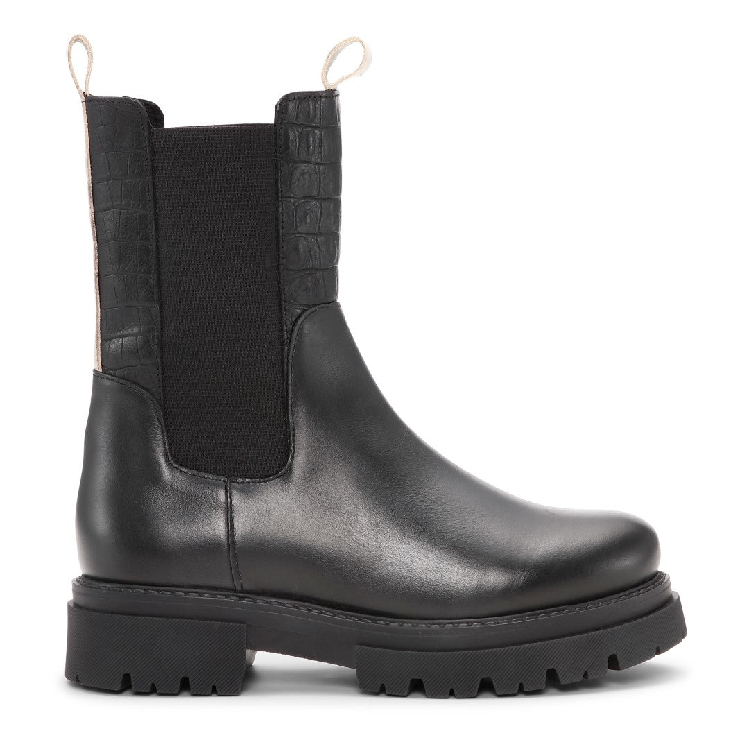 Shoe Biz Prima Short Boot Black / Cream