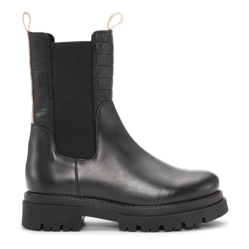Shoe Biz Prima Short Boot Black / Cream