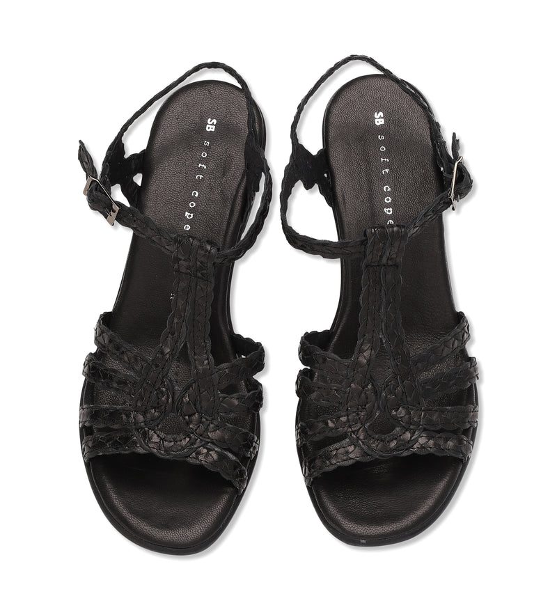 Shoe Biz Holly Trenzado Sandal - Soft Black