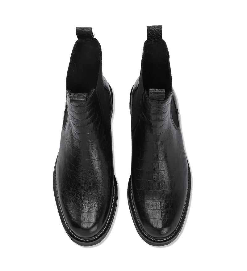 Shoe Biz Kanye Croco Stitch Fur Short Boot Black